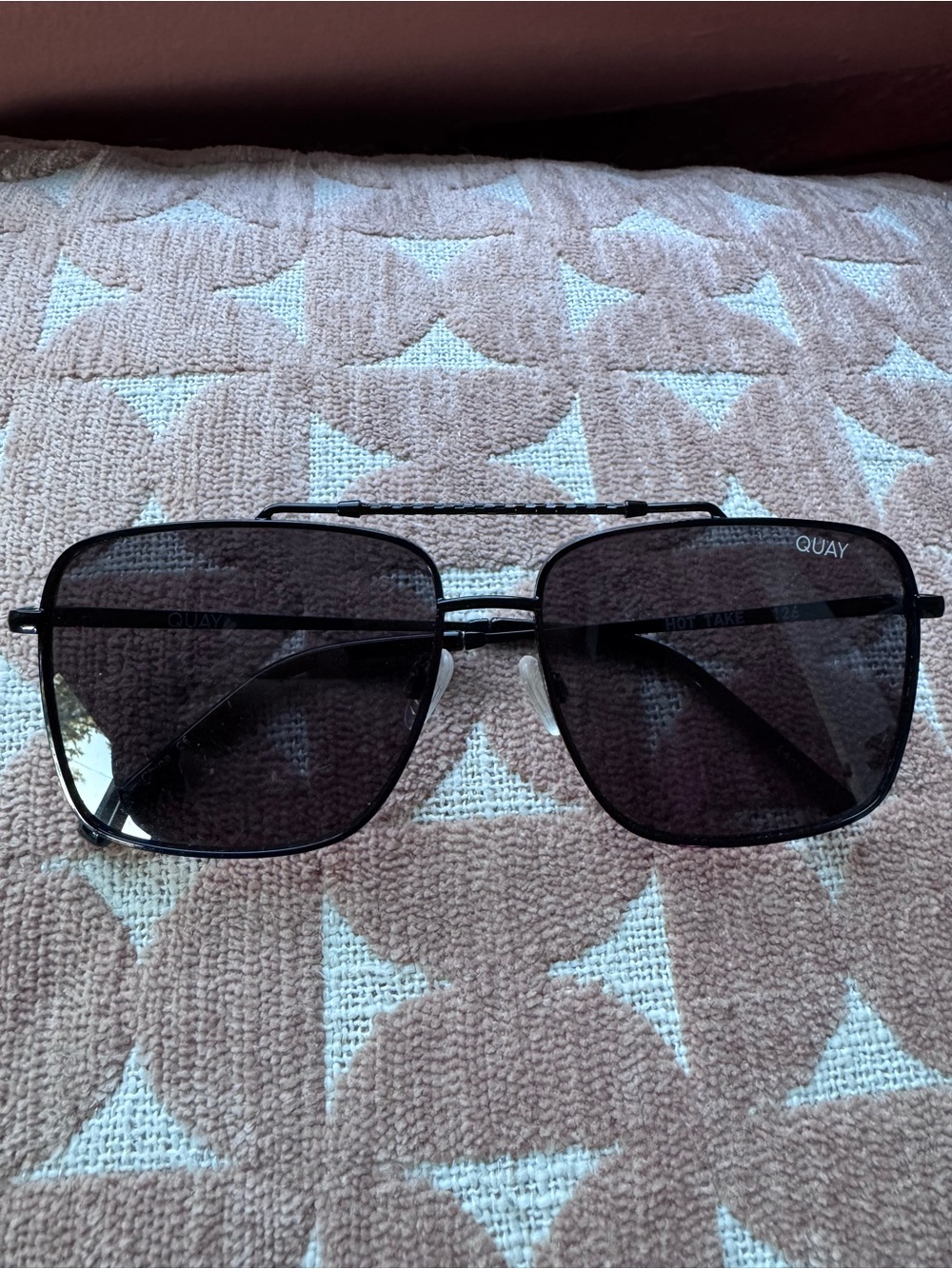 Quay Australia Hot Take Black Square Aviator Sunglasses